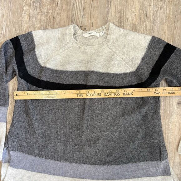 WILT by Anthropologie Striped Sweater M Gray Merino Wool Blend - Picture 4 of 7